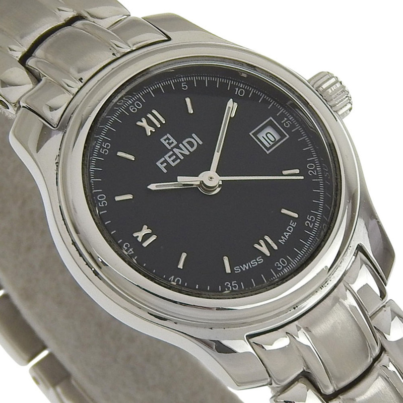 Fendi Olologi 210L 不鏽鋼石英模擬顯示女士腕錶，黑色錶盤-2