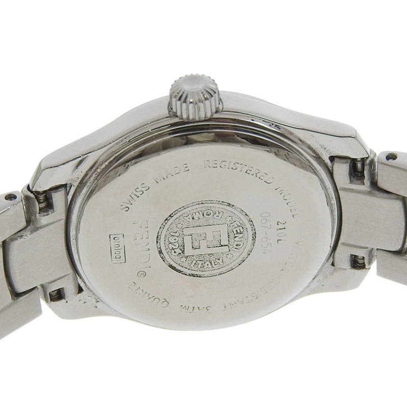 Fendi Olologi 210L 不鏽鋼石英模擬顯示女士腕錶，黑色錶盤-5