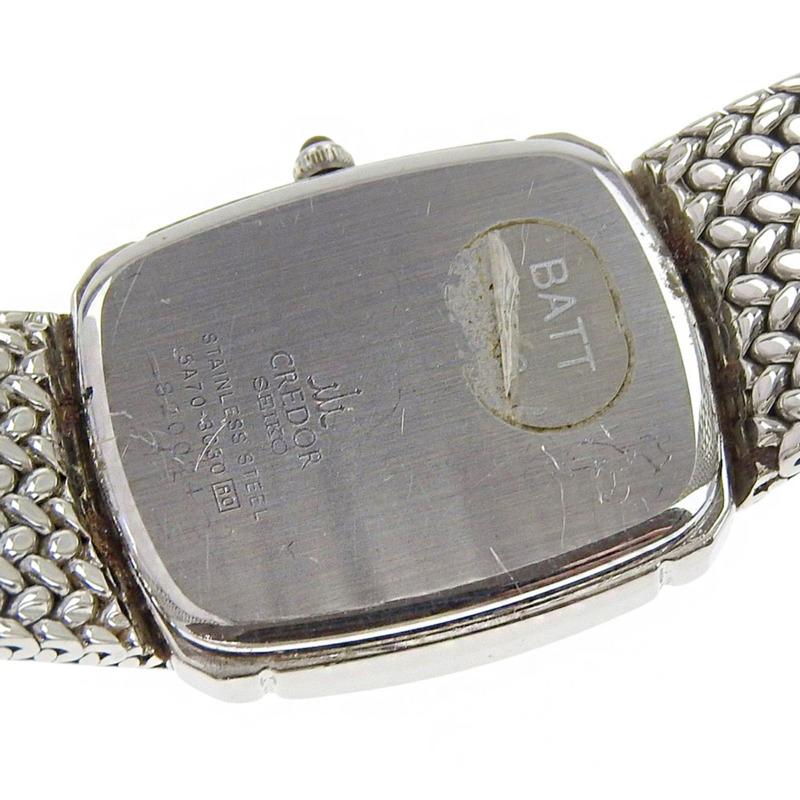 精工 Credor 腕錶 5A70-3C30 不鏽鋼 日本製造 石英模擬顯示 銀色錶盤 CREDOR 女士腕錶-5