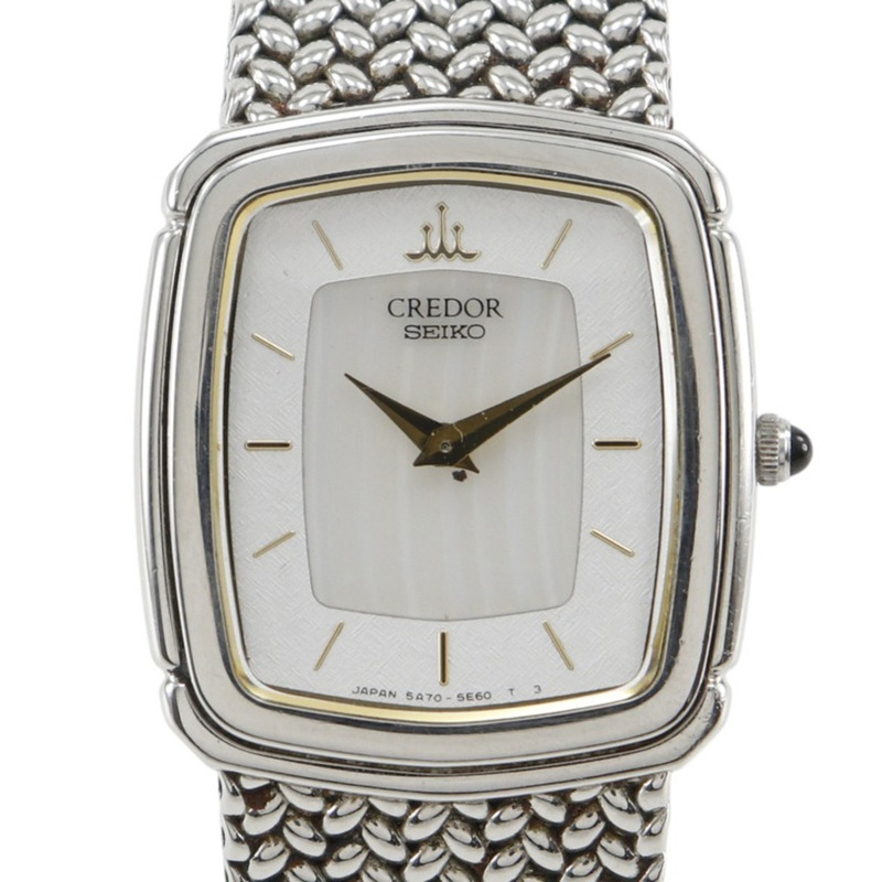 精工 Credor 腕錶 5A70-3C30 不鏽鋼 日本製造 石英模擬顯示 銀色錶盤 CREDOR 女士腕錶-8