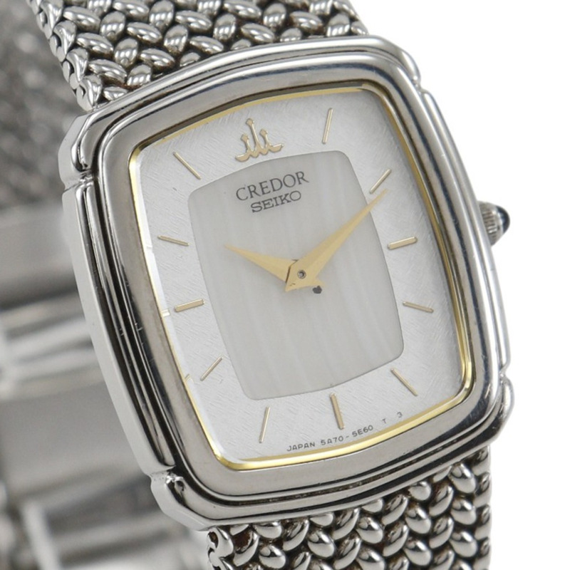 精工 Credor 腕錶 5A70-3C30 不鏽鋼 日本製造 石英模擬顯示 銀色錶盤 CREDOR 女士腕錶-10