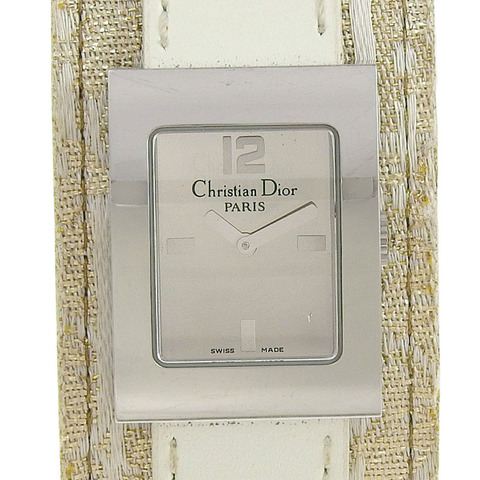 Christian Dior Maris腕錶 D78-109 不鏽鋼錶殼搭配閃亮皮革錶帶，石英指針式顯示，銀色錶盤，女士款