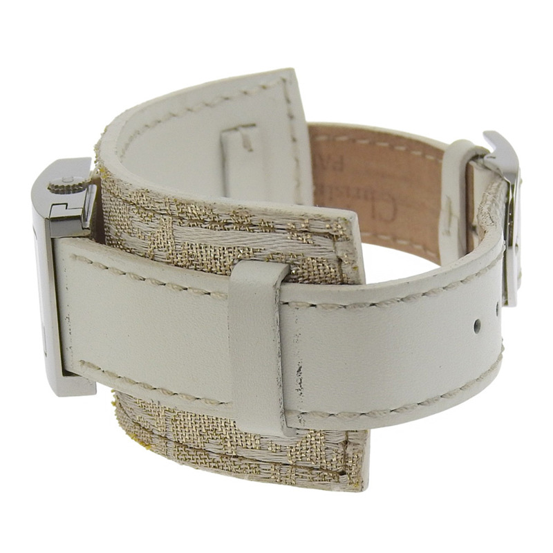 Christian Dior Maris腕錶 D78-109 不鏽鋼錶殼搭配閃亮皮革錶帶，石英指針式顯示，銀色錶盤，女士款-3