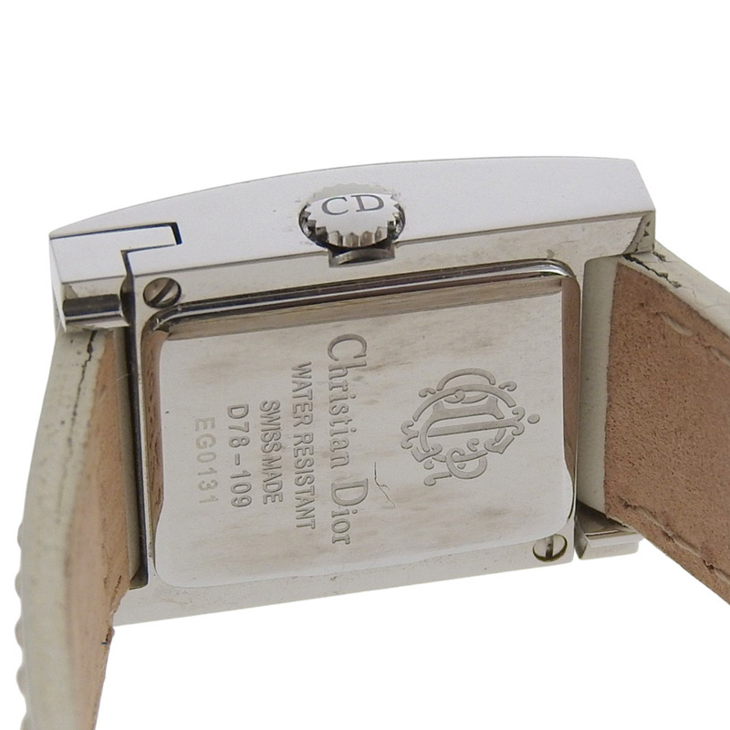 Christian Dior Maris腕錶 D78-109 不鏽鋼錶殼搭配閃亮皮革錶帶，石英指針式顯示，銀色錶盤，女士款-5