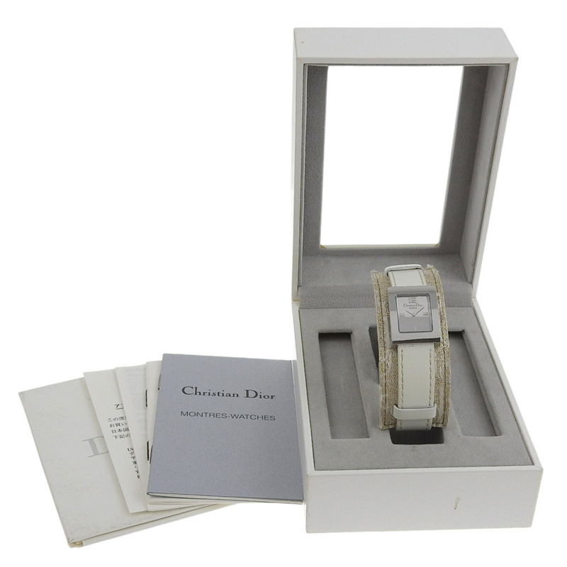 Christian Dior Maris腕錶 D78-109 不鏽鋼錶殼搭配閃亮皮革錶帶，石英指針式顯示，銀色錶盤，女士款-12