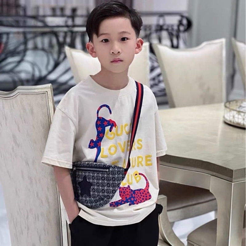 gucci 滿logo星星印花藍色兒童腰包胸包25*14*3cm 全新閒置配件塵袋-0