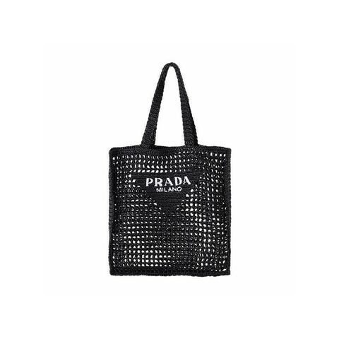 PRADA Logo 拉菲草網手提袋