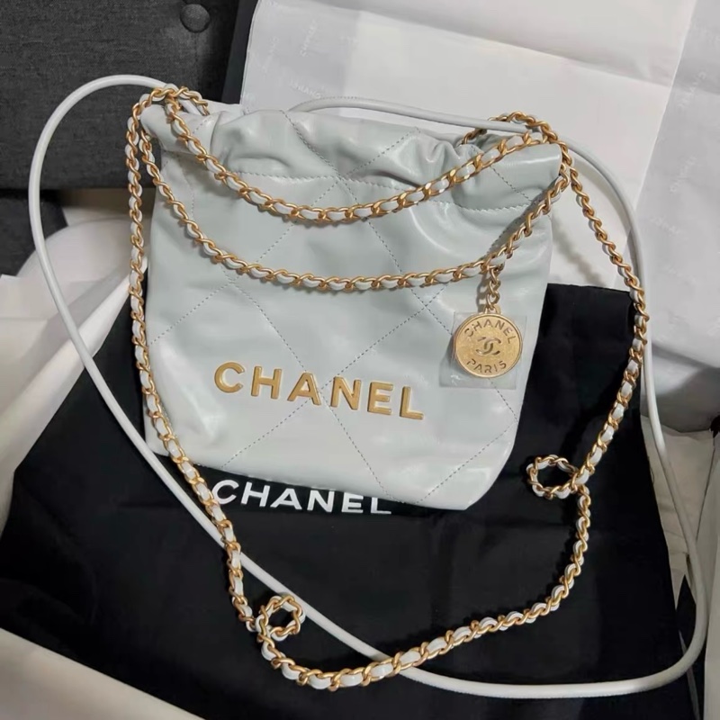 全網最低價 Chanel 22 Bag mini 霧霾藍 99% New-0