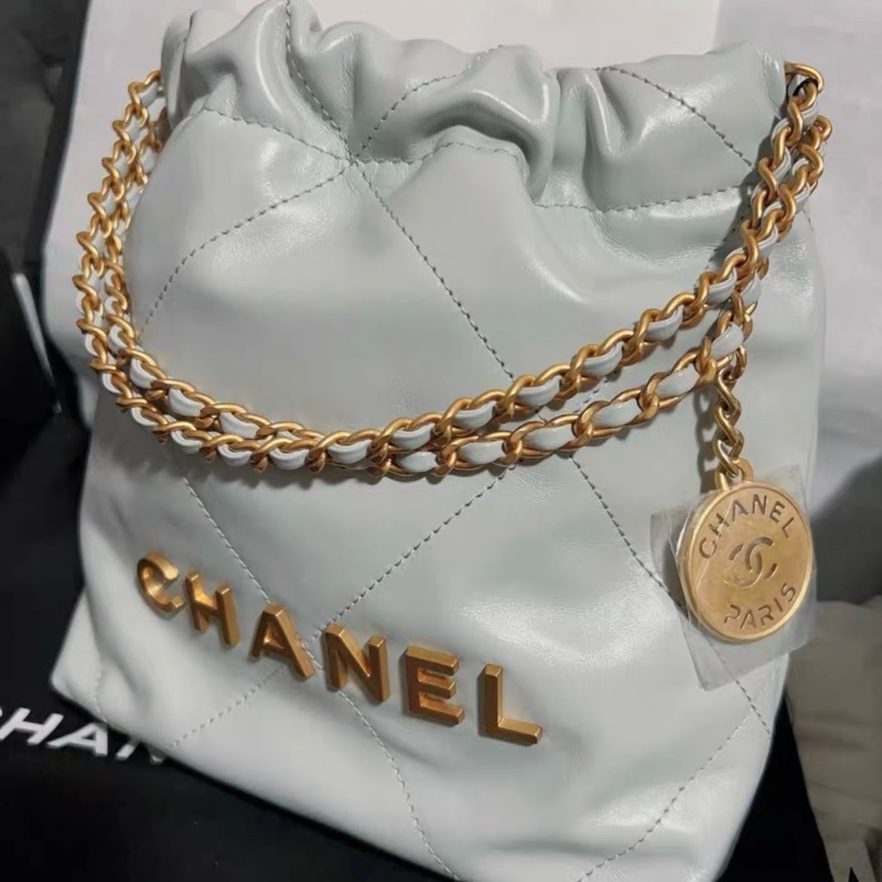 全網最低價 Chanel 22 Bag mini 霧霾藍 99% New-1