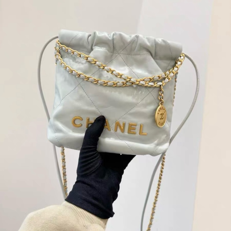 全網最低價 Chanel 22 Bag mini 霧霾藍 99% New-4
