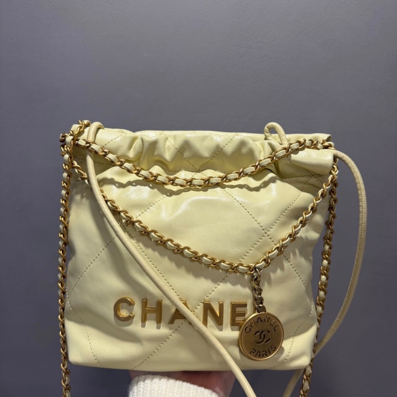 全網最低價 Chanel 22 Bag mini小雞黃 99% New-1