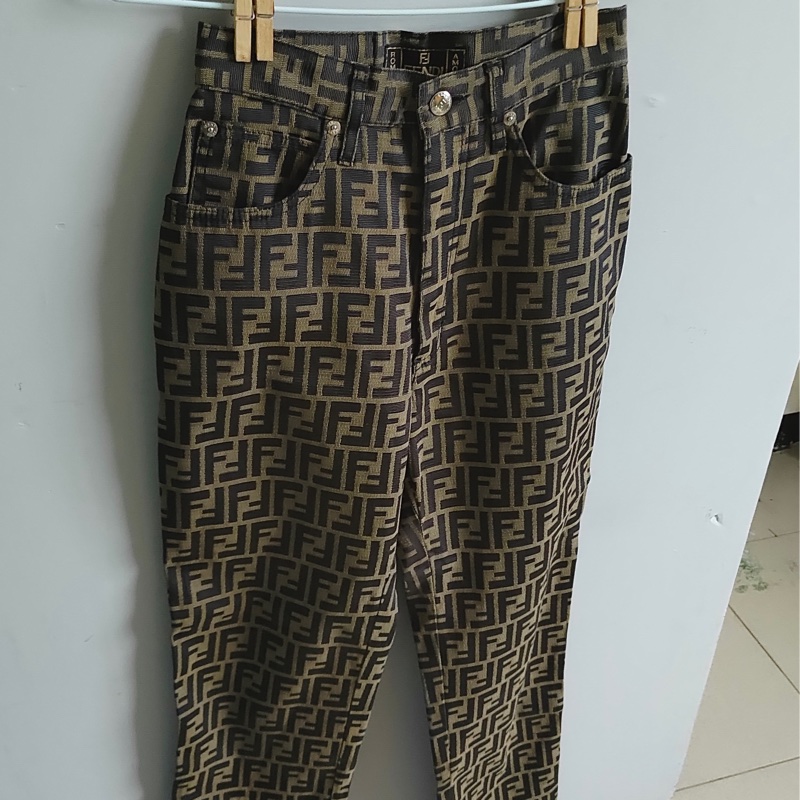 義大利製老品 #FENDI 老花長褲 高腰小尺寸 / 風格 / 歐美 / 街拍-0