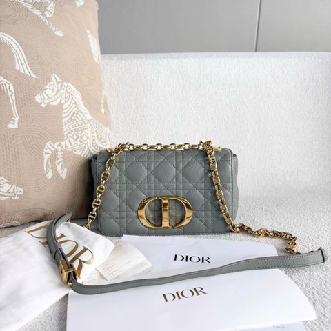 全網最低價 Dior 霧霾藍Caro鏈條包 95%新