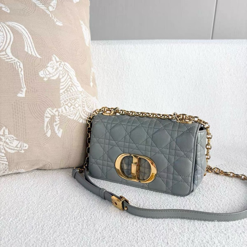 全網最低價 Dior 霧霾藍Caro鏈條包 95%新-5