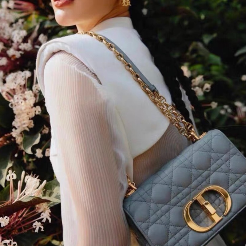 全網最低價 Dior 霧霾藍Caro鏈條包 95%新-6