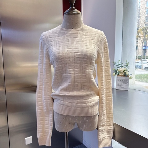 Hermes愛馬仕 36碼 白色針織毛衣 百分百羊毛