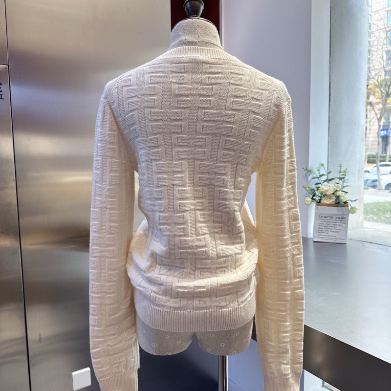 Hermes愛馬仕 36碼 白色針織毛衣 百分百羊毛-1