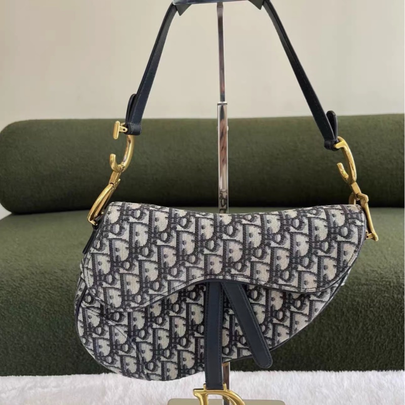 全網最低價 Dior 馬鞍包 中號 老花經典款 97%新-0