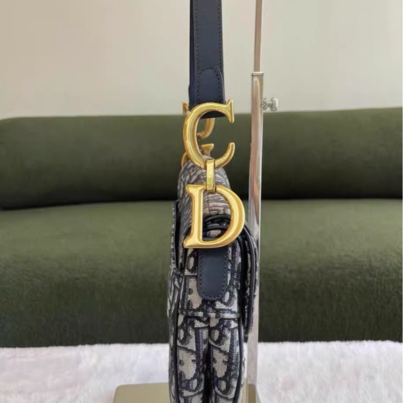 全網最低價 Dior 馬鞍包 中號 老花經典款 97%新-2