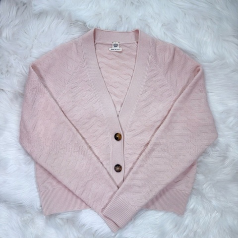 98新 愛馬仕/Hermes 淡粉色暗紋滿logo開衫 34-36-38 碼可選