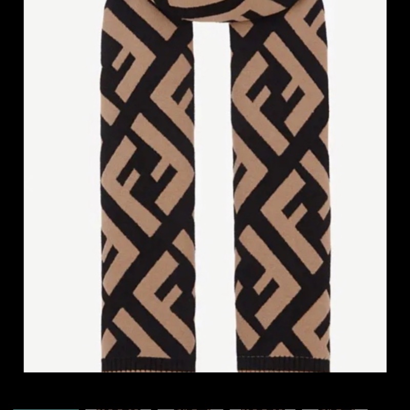 FENDI FF圍巾 拼色羊毛人造絲披肩  全新現貨-4