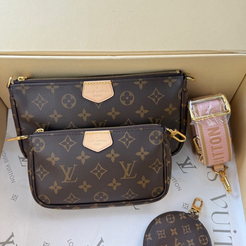 閒置未使用LV 五合一粉肩帶-0