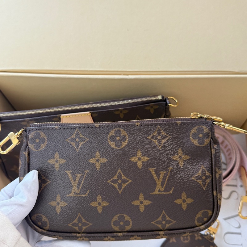 閒置未使用LV 五合一粉肩帶-3