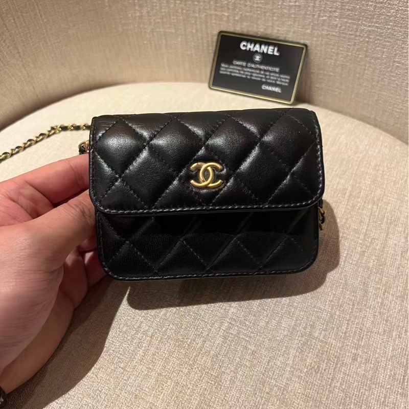Chanel/香奈兒黑金珠金球腰包mini woc鏈條包 31開 單肩腰包胸包都可以 極品小可愛-5