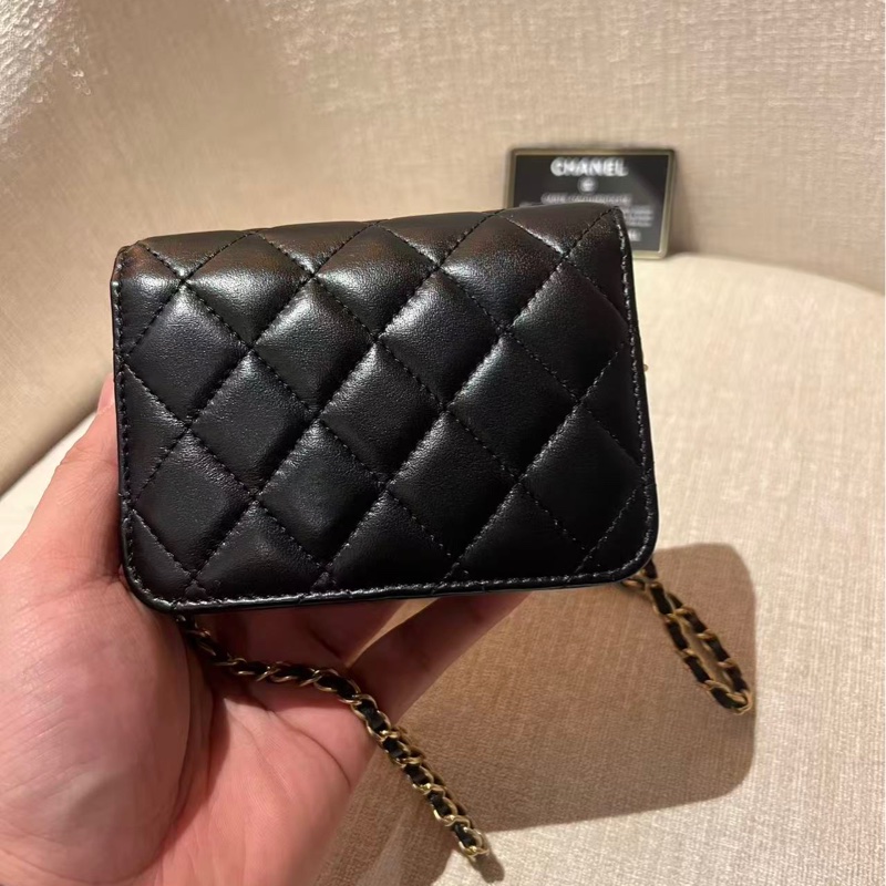 Chanel/香奈兒黑金珠金球腰包mini woc鏈條包 31開 單肩腰包胸包都可以 極品小可愛-6