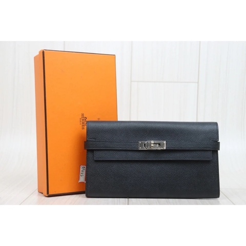 Hermes 愛馬仕 黑銀Long Kelly 長夾
