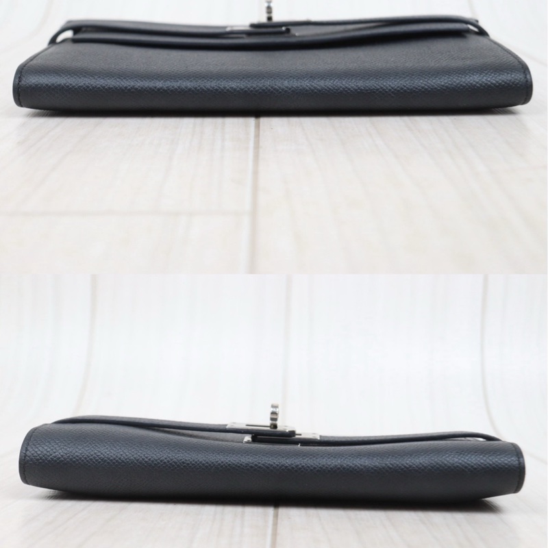 Hermes 愛馬仕 黑銀Long Kelly 長夾-3