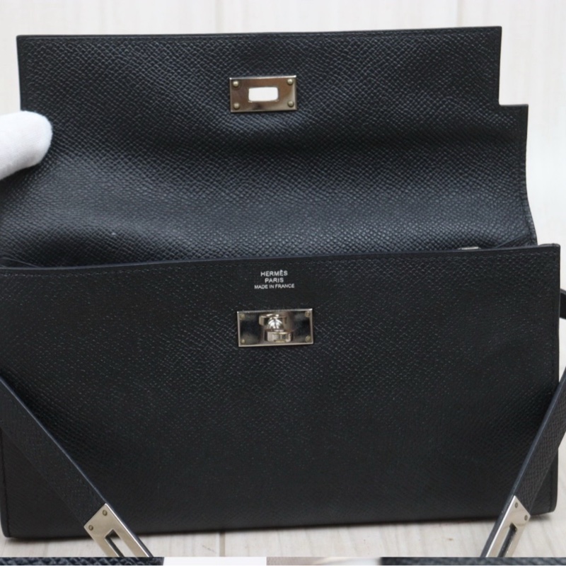 Hermes 愛馬仕 黑銀Long Kelly 長夾-6
