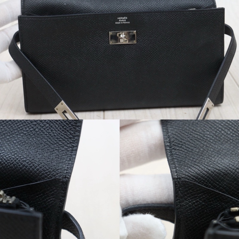 Hermes 愛馬仕 黑銀Long Kelly 長夾-7