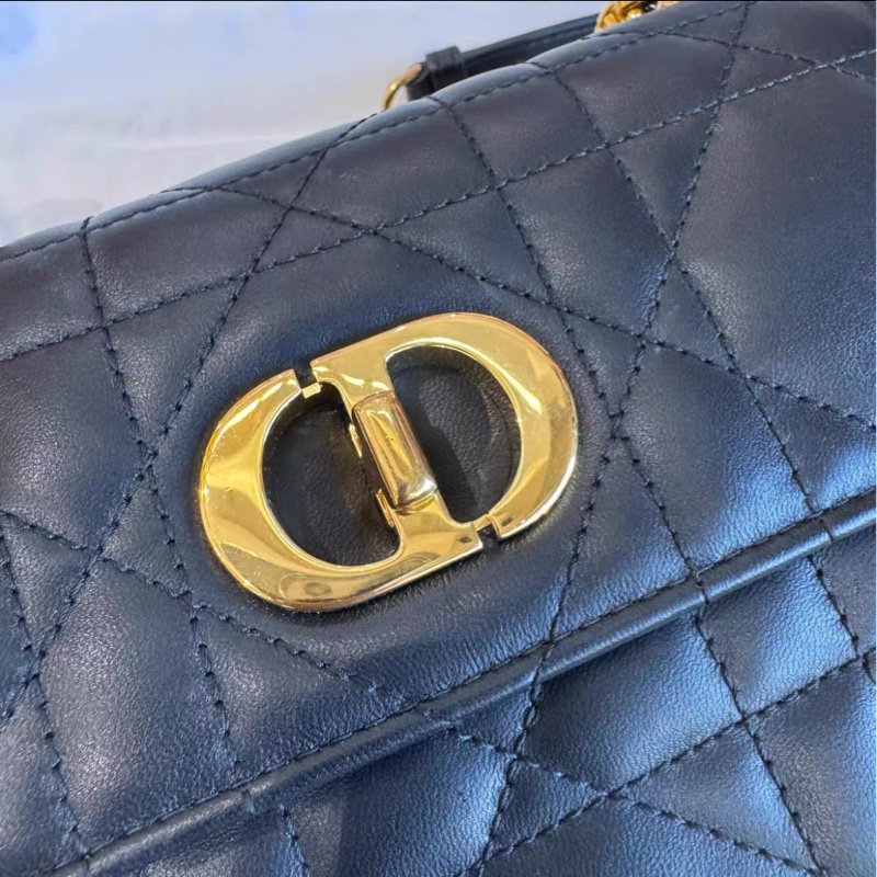 全網最低價 Dior Caro 黑金琺瑯鏈條包 97%新-6