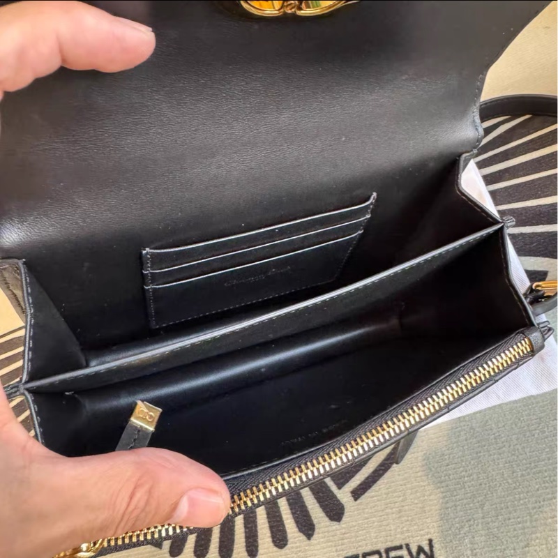 全網最低價 Dior Caro 黑金琺瑯鏈條包 97%新-8