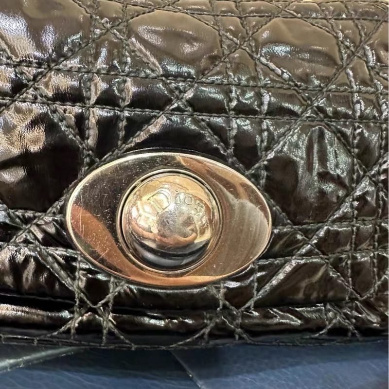 全網最低價 Dior 黑銀羊皮 中古戴妃手袋-3
