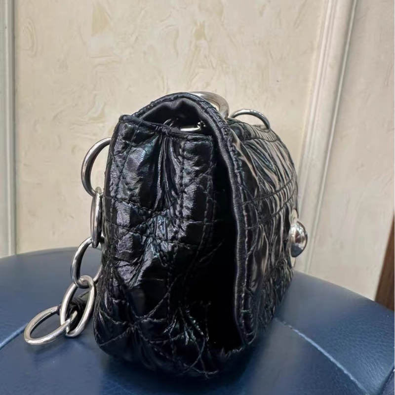 全網最低價 Dior 黑銀羊皮 中古戴妃手袋-5