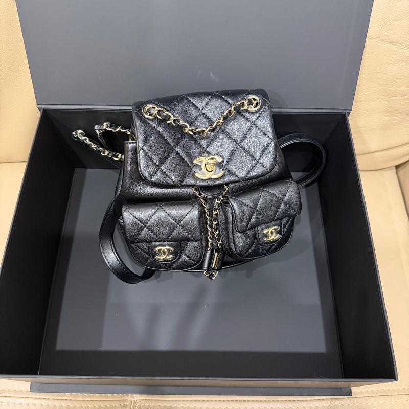 大全配芯片帶膜🈶️購證❤️ #香奈兒 #黑金 牛皮 #青蛙包 #duma #雙肩包-1