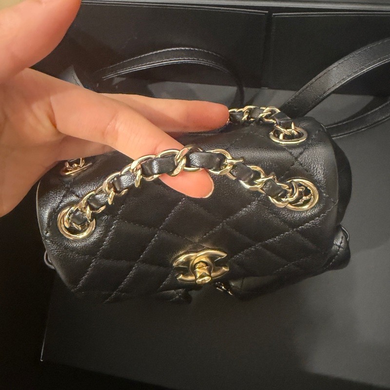 大全配芯片帶膜🈶️購證❤️ #香奈兒 #黑金 牛皮 #青蛙包 #duma #雙肩包-12