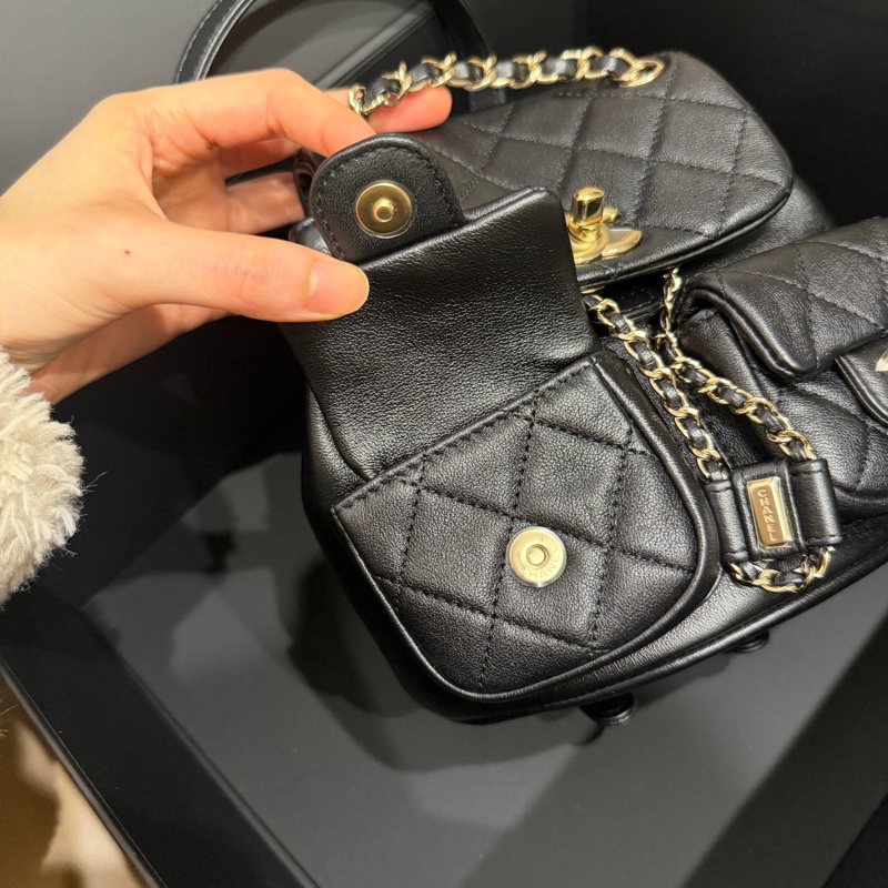 大全配芯片帶膜🈶️購證❤️ #香奈兒 #黑金 牛皮 #青蛙包 #duma #雙肩包-21