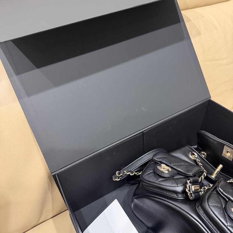 大全配芯片帶膜🈶️購證❤️ #香奈兒 #黑金 牛皮 #青蛙包 #duma #雙肩包-35