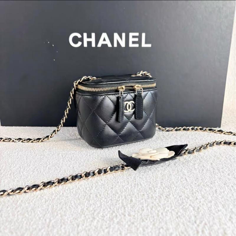 全網最低價Chanel盒子包 山茶花鏈條 黑金保值款98%新-3