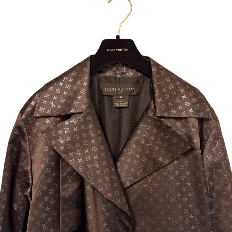 🍒 Louis Vuitton Monogram 絲質風衣大衣／腰帶款/法國製2F251226-1-5