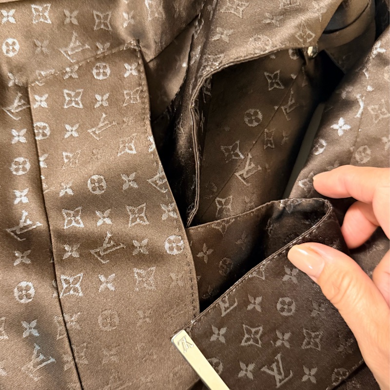 🍒 Louis Vuitton Monogram 絲質風衣大衣／腰帶款/法國製2F251226-1-9