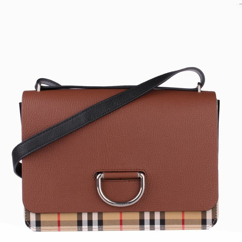 BURBERRY 中型復古格紋皮革D形環包 4075926