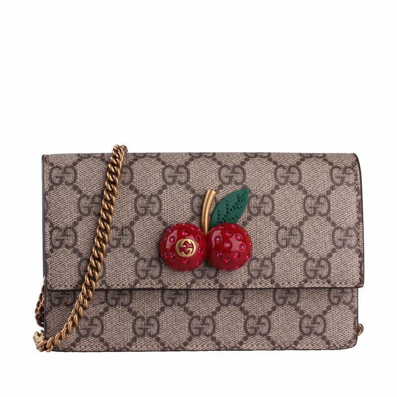 GUCCI Cherry GG Supreme 迷你鏈條包 481291 K9GXT 8694-0