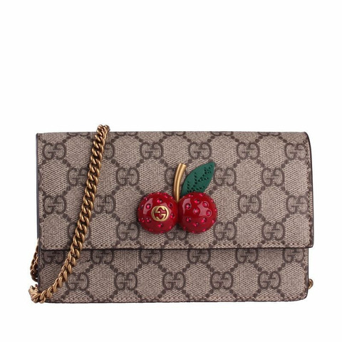 GUCCI Cherry GG Supreme 迷你鏈條包 481291 K9GXT 8694