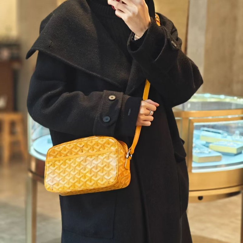 goyard 黃色經典印花相機包 23*8*13 98新配件塵袋購證吊牌-0