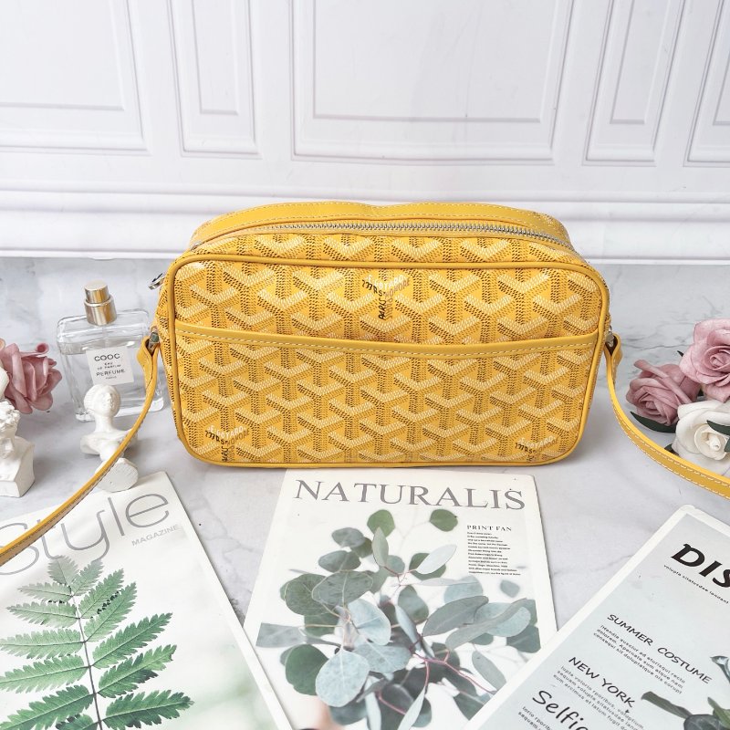 goyard 黃色經典印花相機包 23*8*13 98新配件塵袋購證吊牌-4