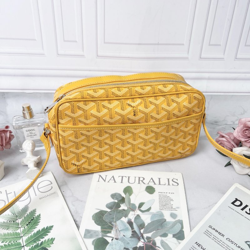goyard 黃色經典印花相機包 23*8*13 98新配件塵袋購證吊牌-5